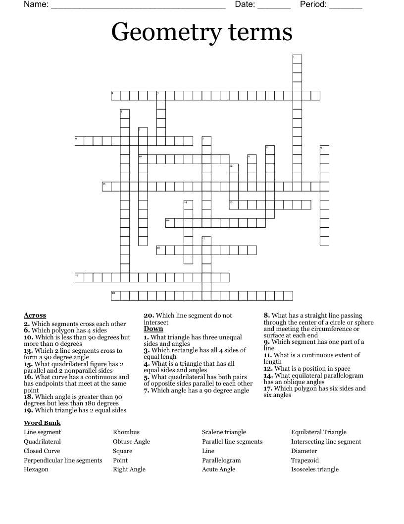 Geometry terms Crossword