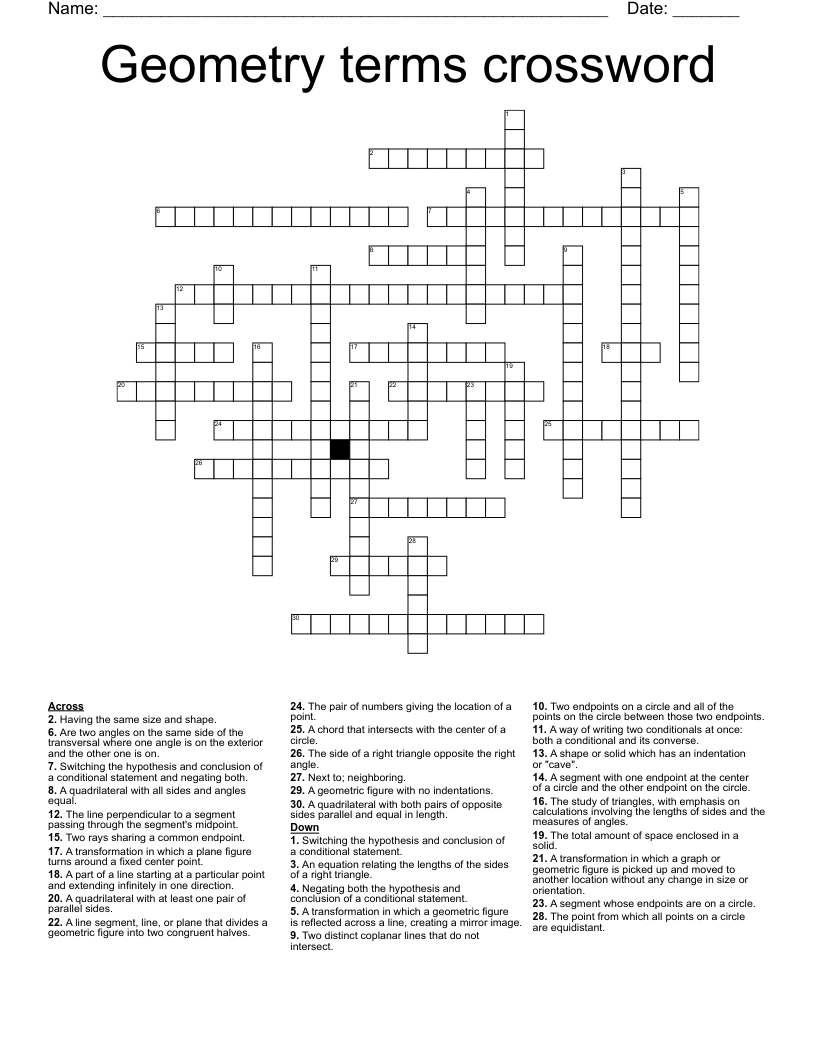 Geometry terms crossword