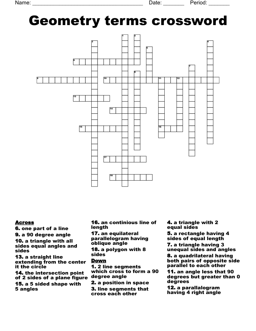 Geometry terms crossword 