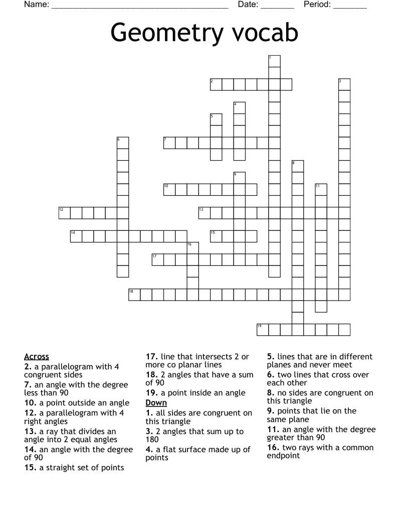 Geometry vocab Crossword