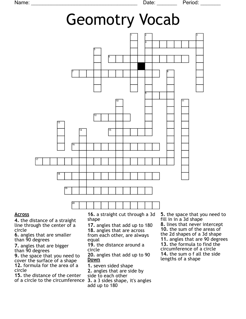 Geomotry Vocab Crossword