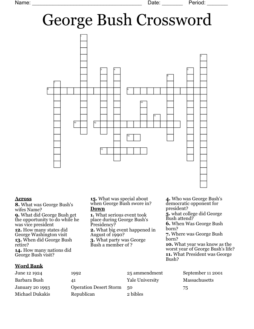 George Bush Crossword