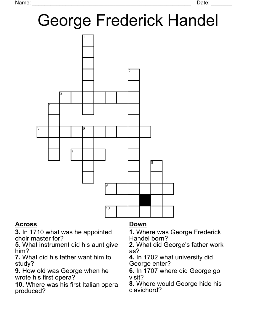 George Frederick Handel Crossword