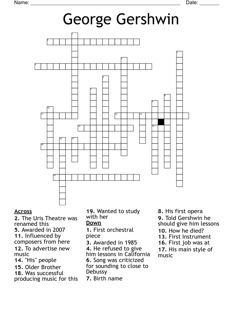 George Gershwin Crossword