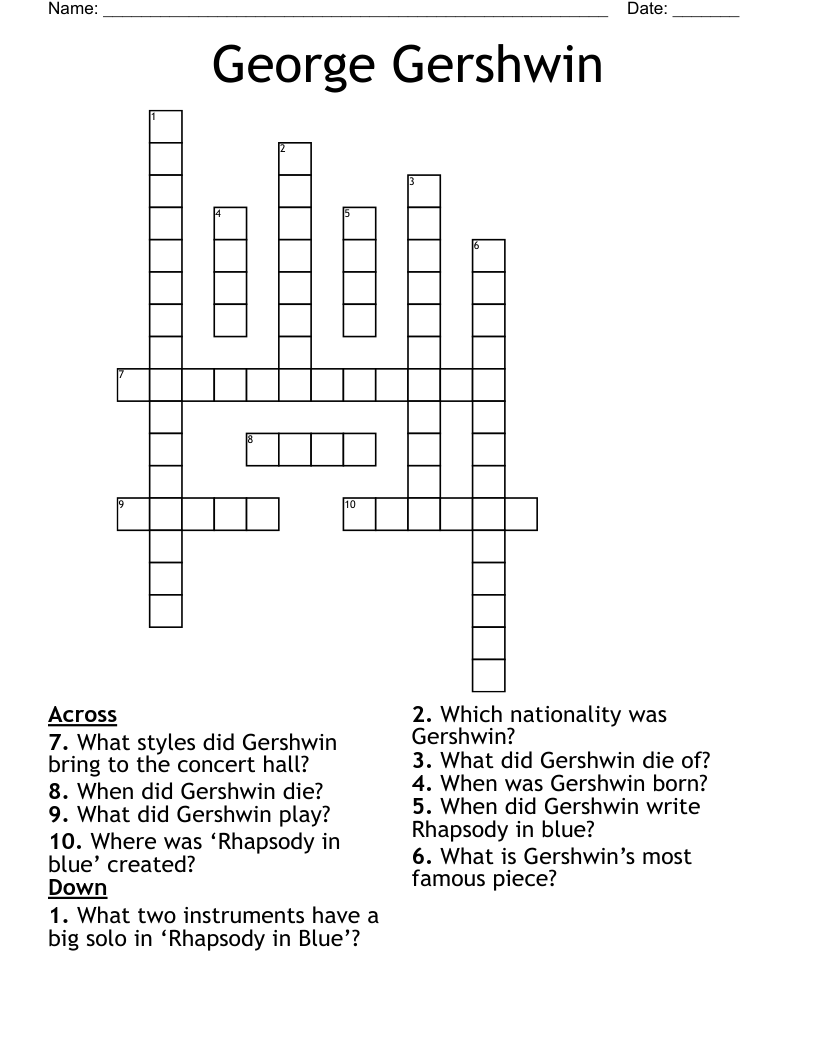George Gershwin  Crossword