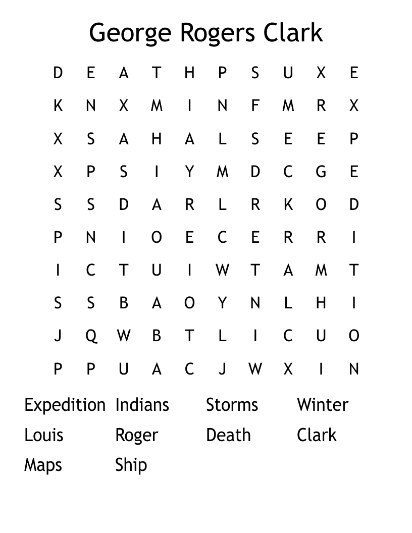 George Rogers Clark Word Search