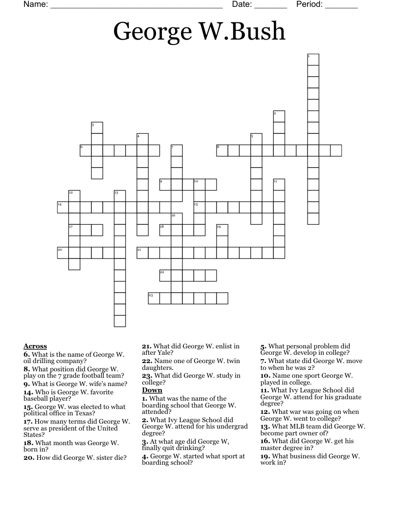 George W.Bush Crossword
