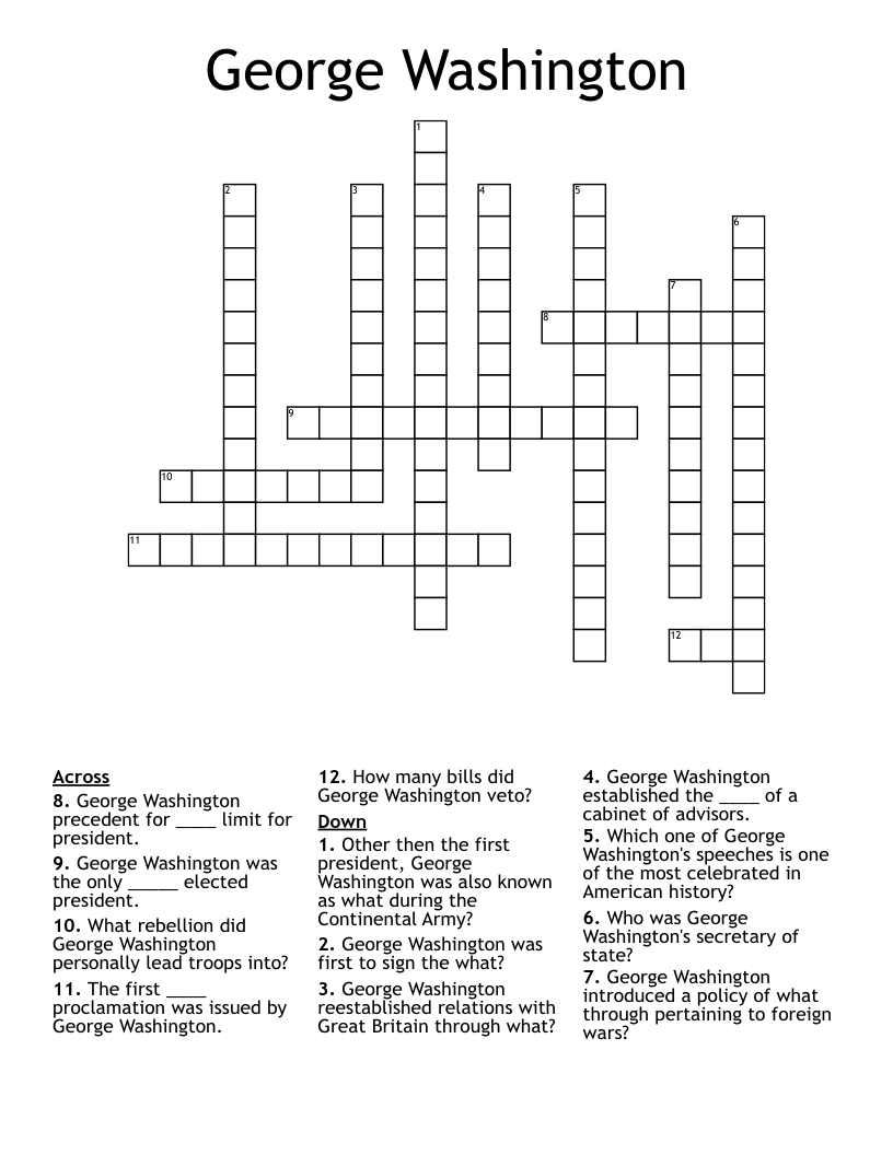 George Washington Crossword