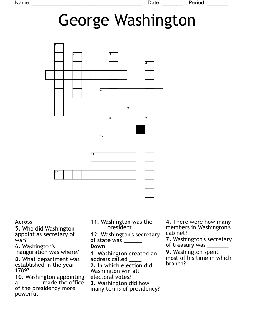 George Washington Crossword