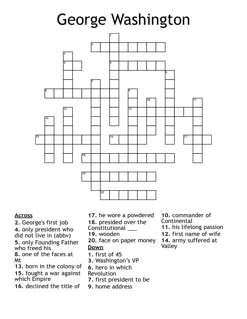 George Washington Crossword