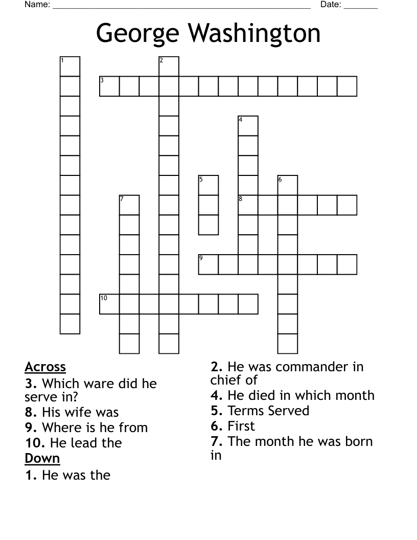 George Washington Crossword
