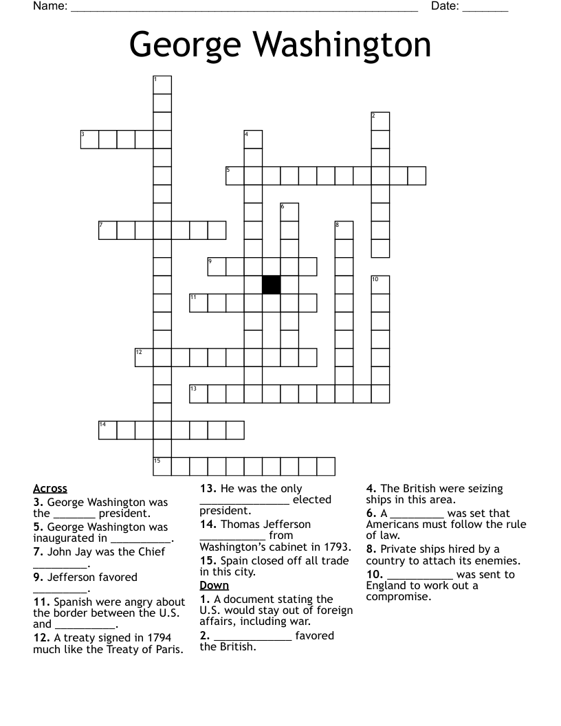 George Washington Crossword