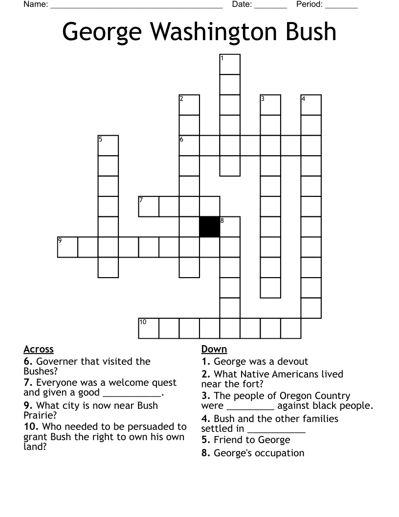 George Washington Bush Crossword
