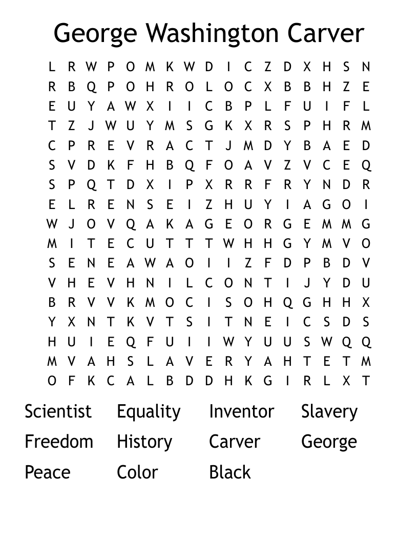 George Washington Carver Word Search