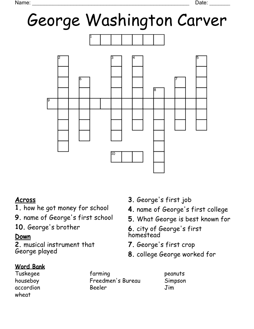 George Washington Carver Crossword