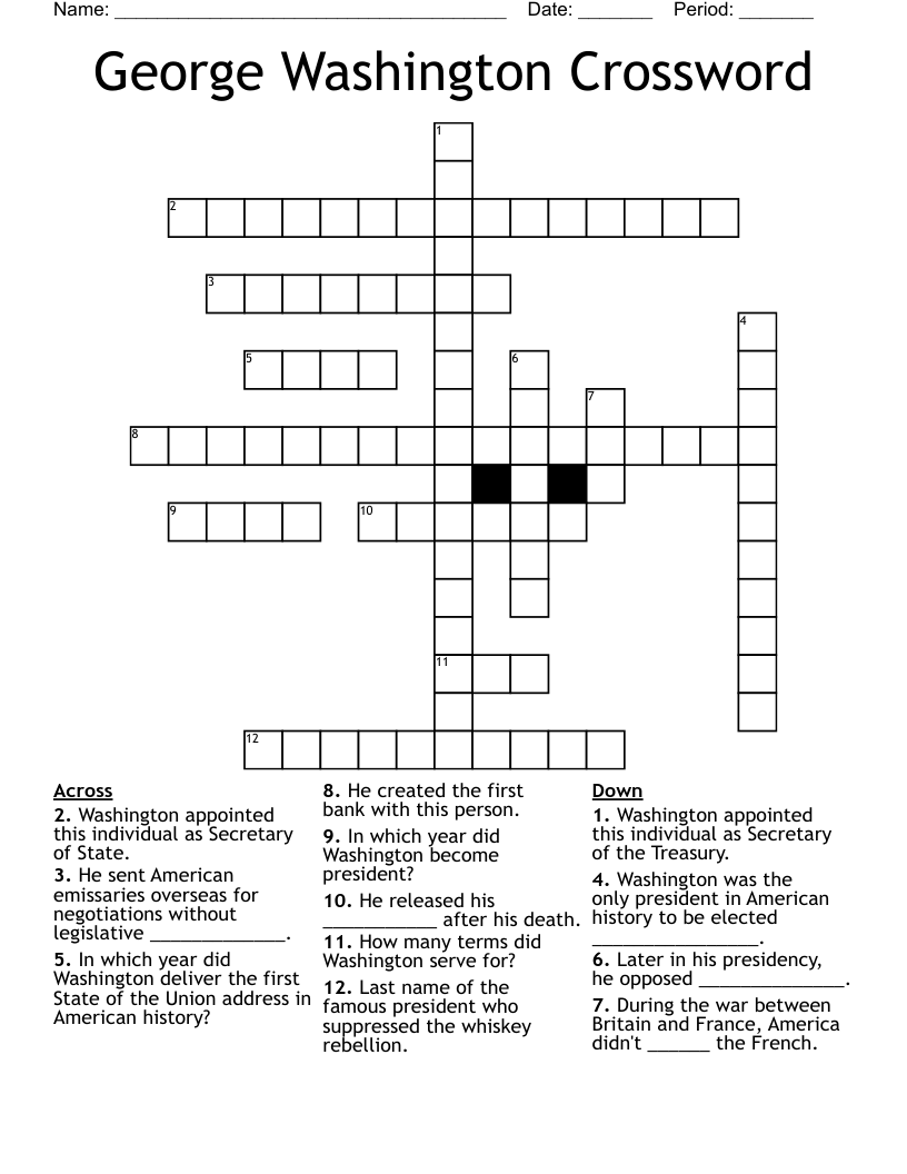 George Washington Crossword