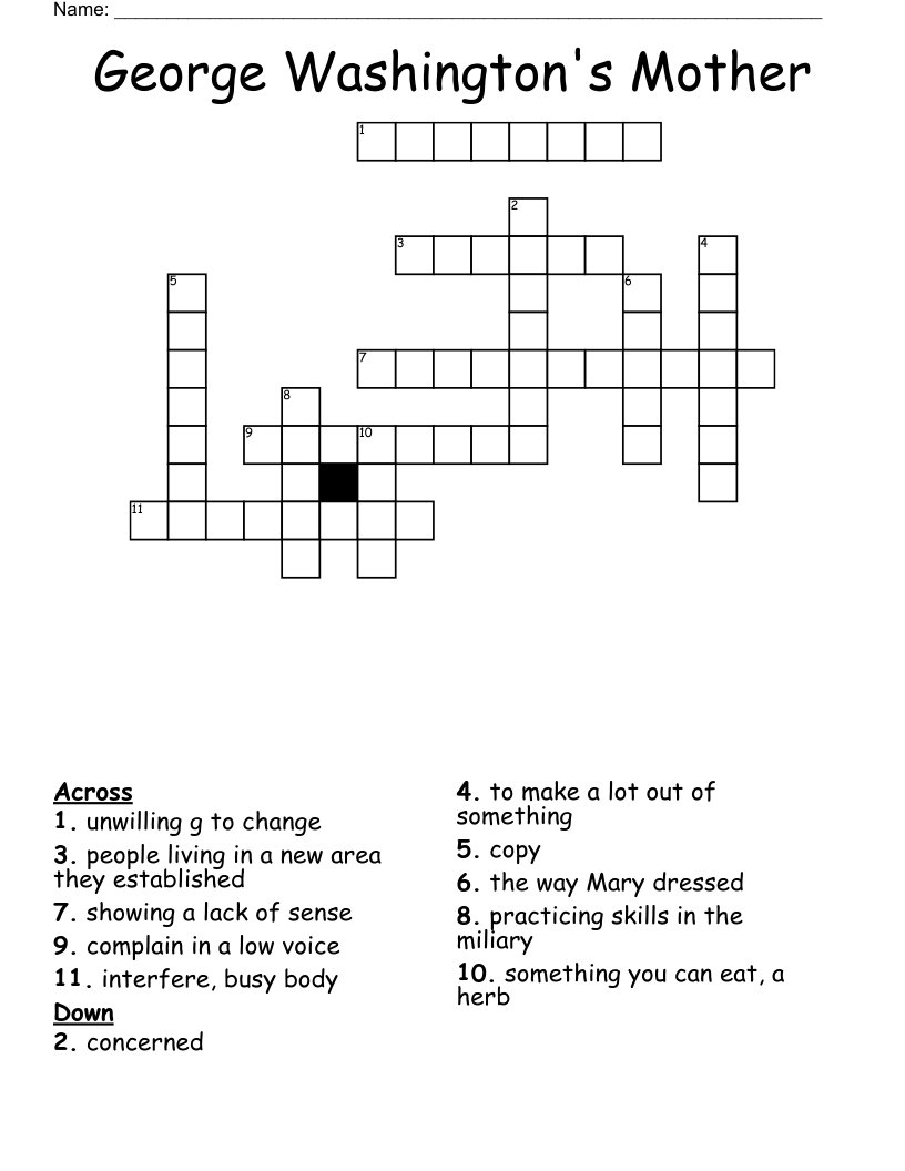 George Washington's Mother Crossword