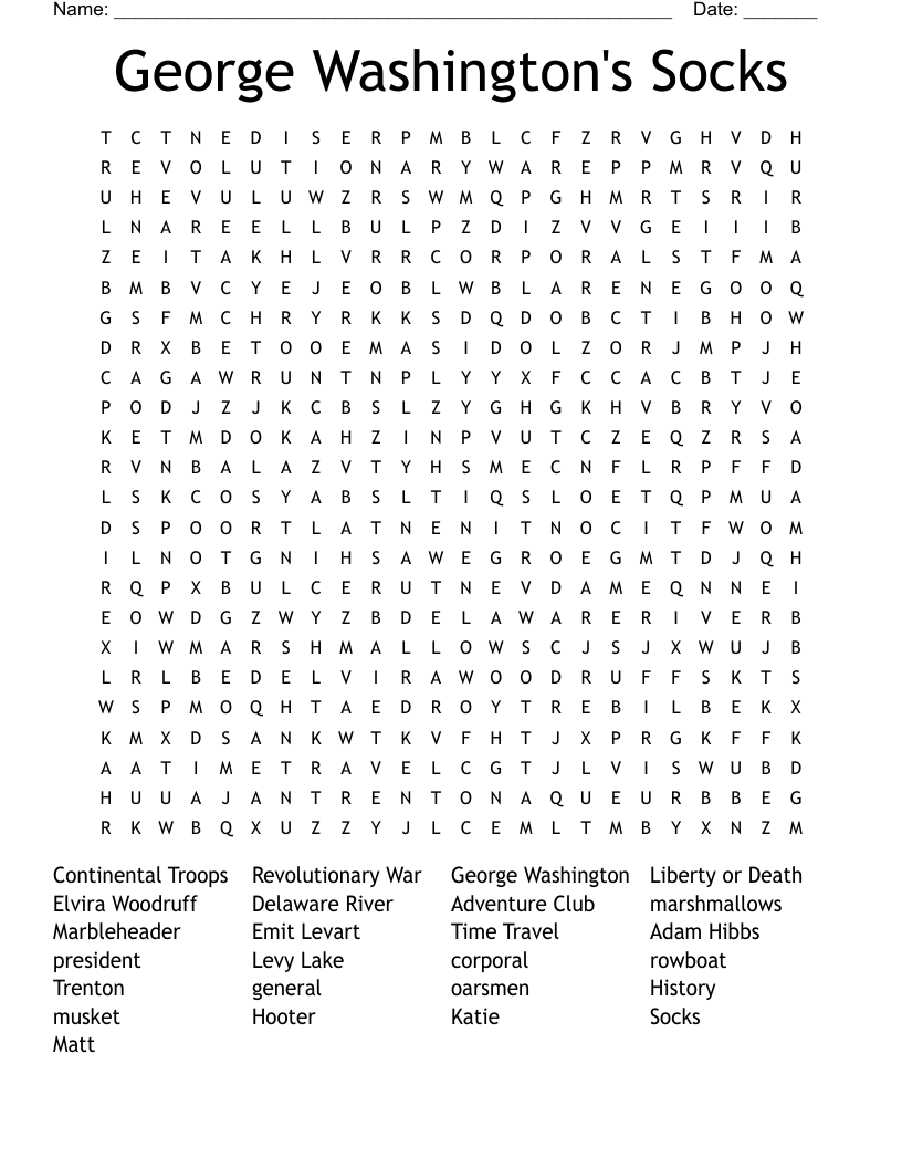 George Washington's Socks Word Search