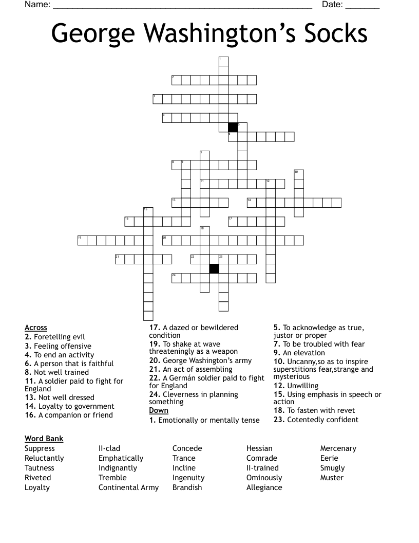 George Washington’s Socks  Crossword