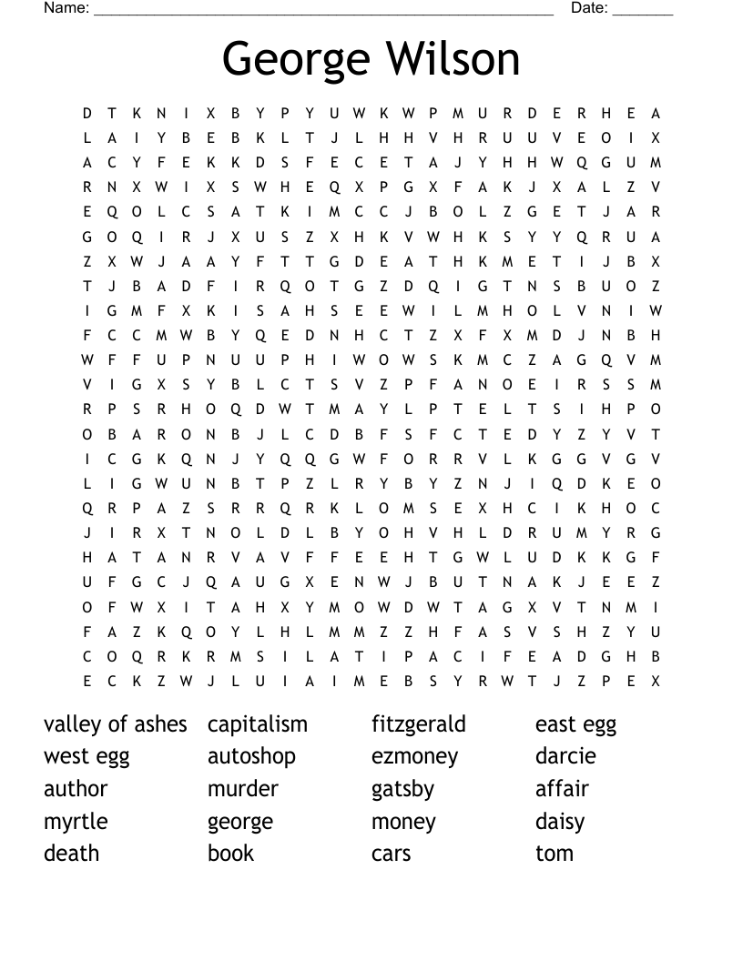 George Wilson Word Search