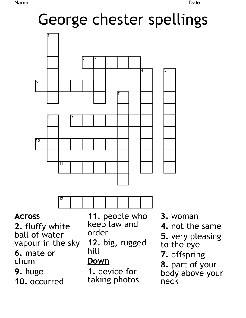 George chester spellings Crossword