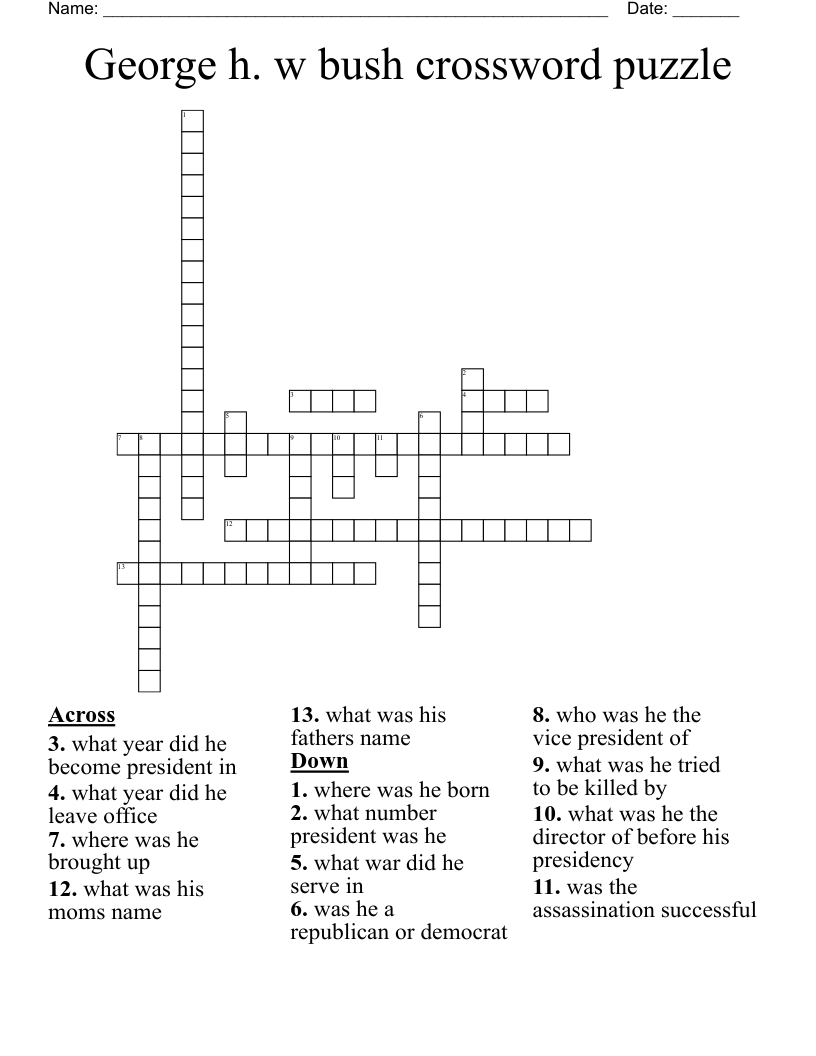 George h. w bush crossword puzzle