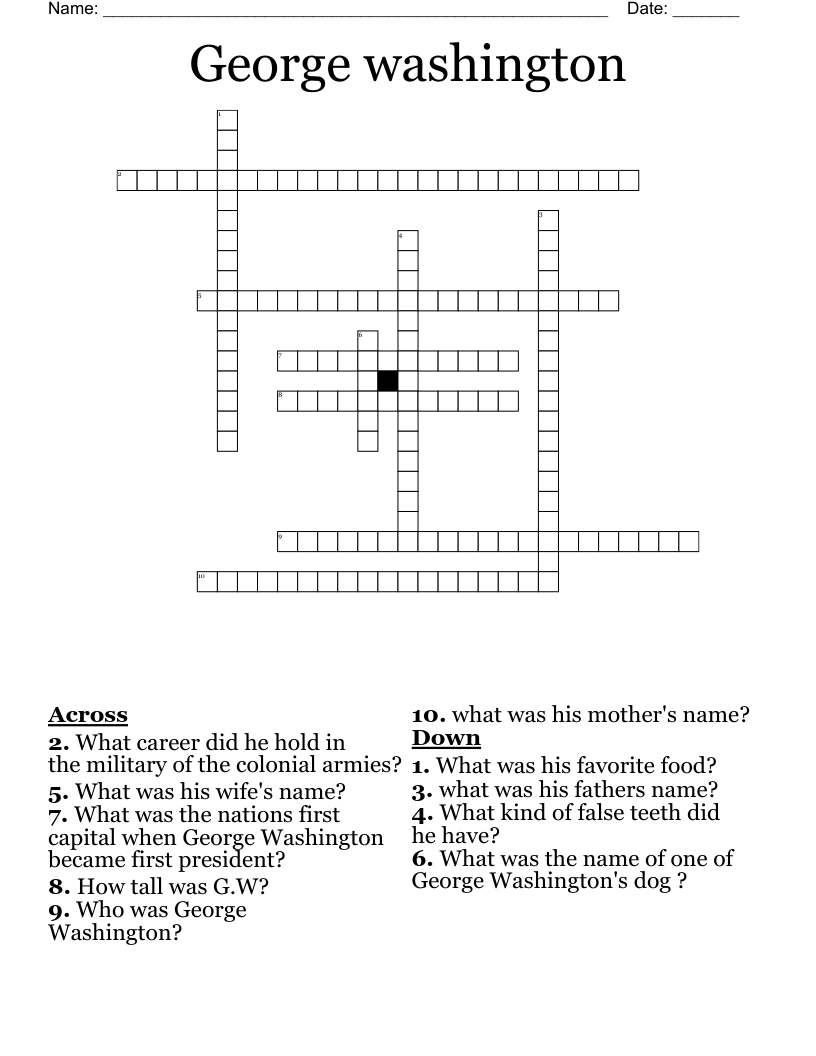 George washington Crossword