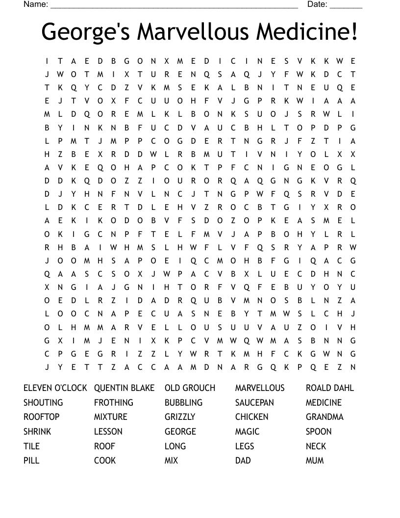 George's Marvellous Medicine! Word Search