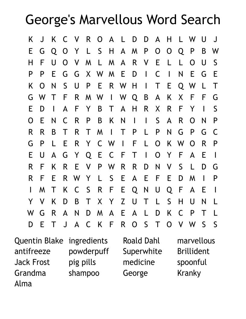 George's Marvellous Word Search