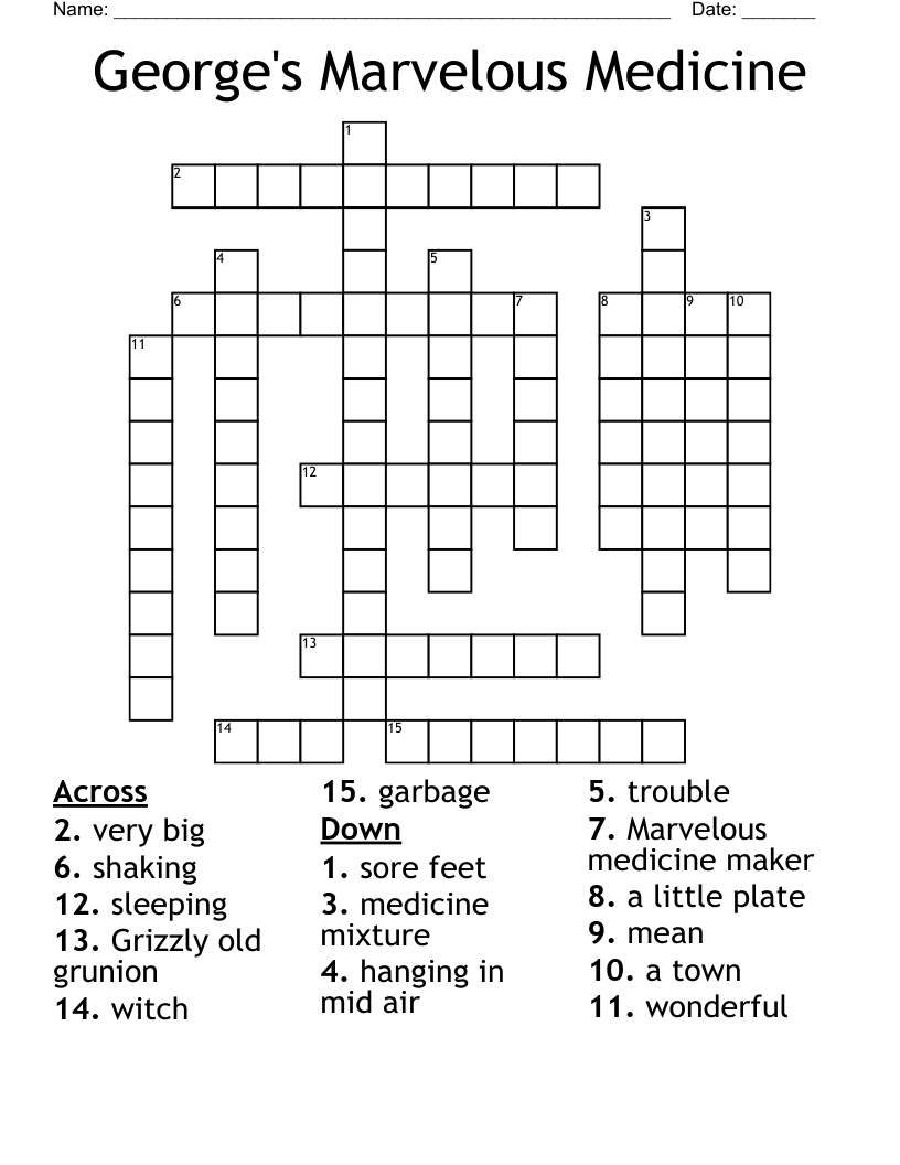 George's Marvelous Medicine Crossword