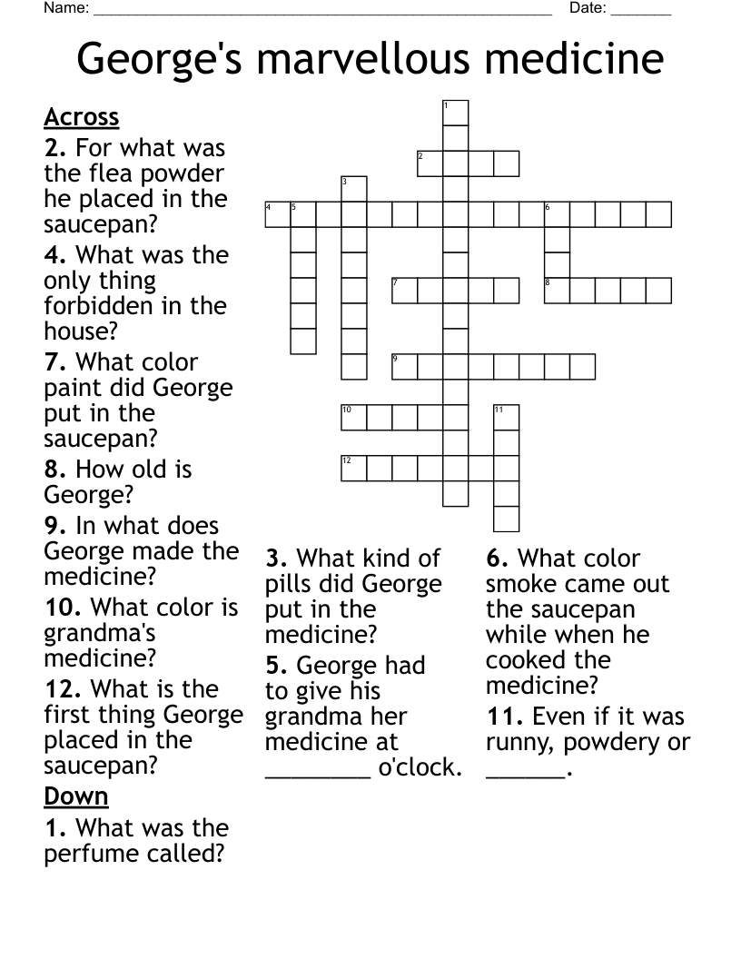 George's marvellous medicine Crossword
