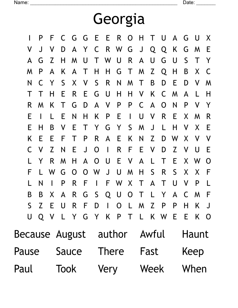 Georgia Word Search