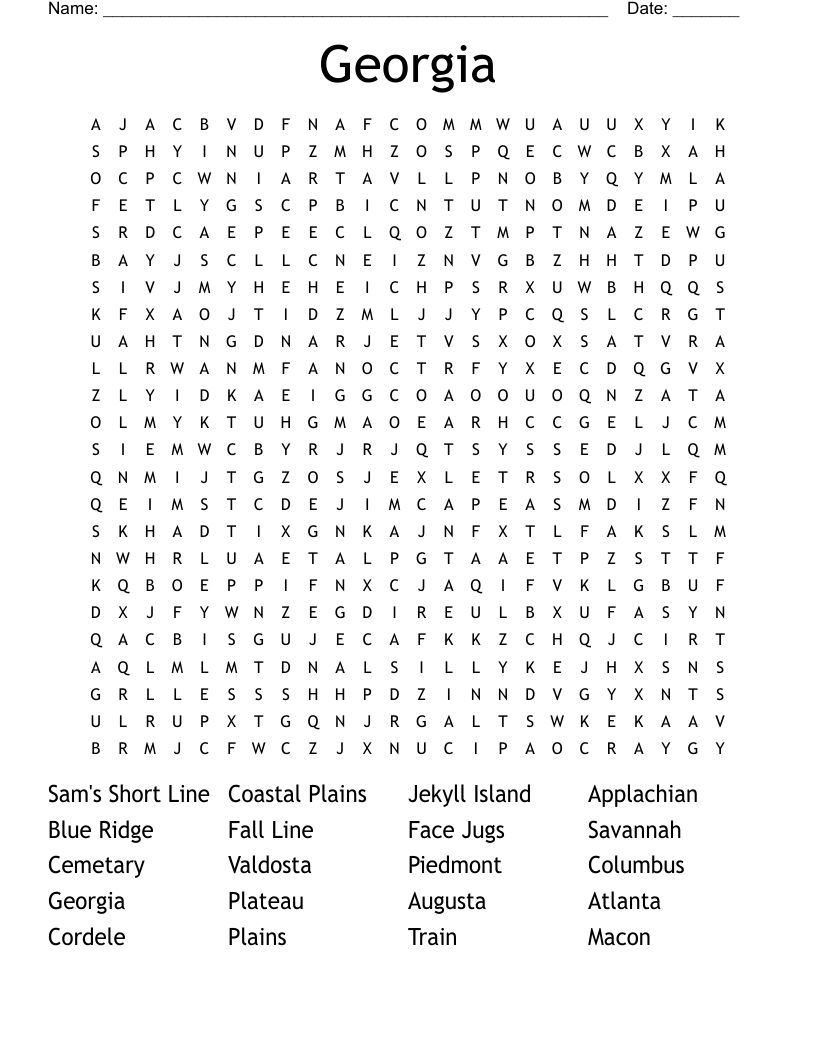 Georgia Word Search
