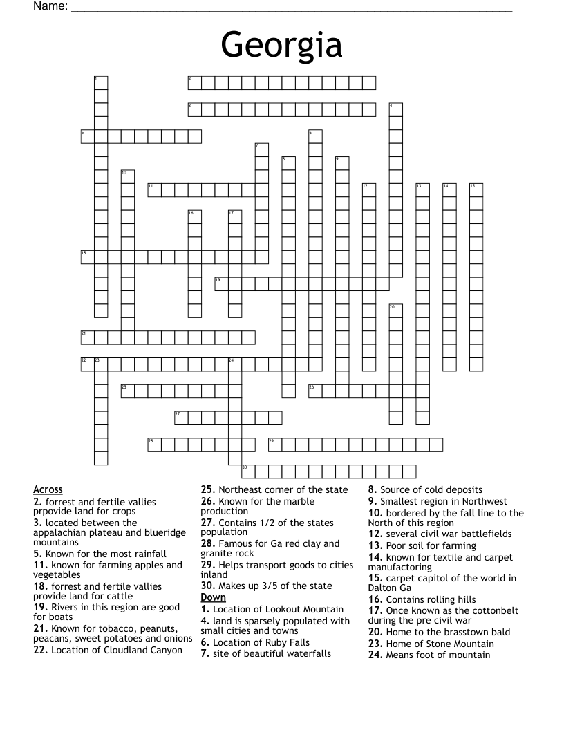 Georgia Crossword