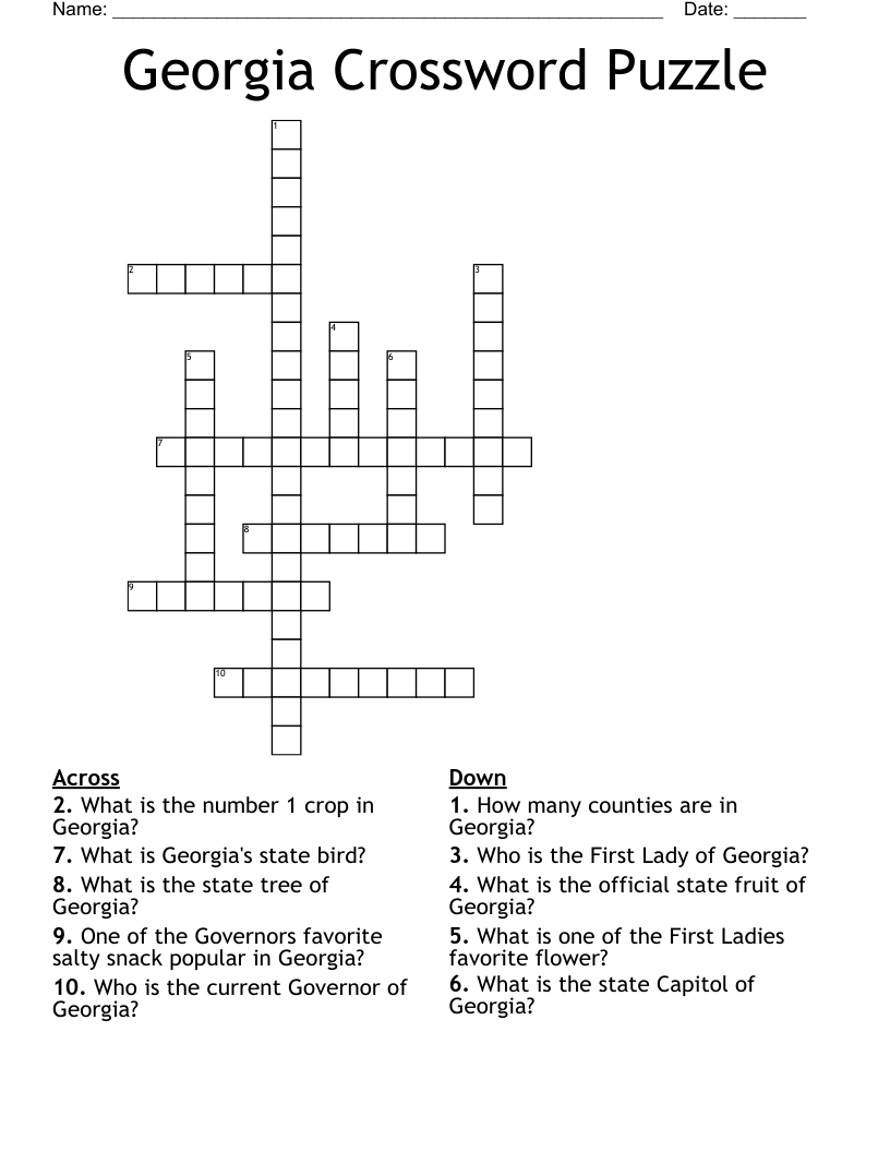 Georgia Crossword Puzzle