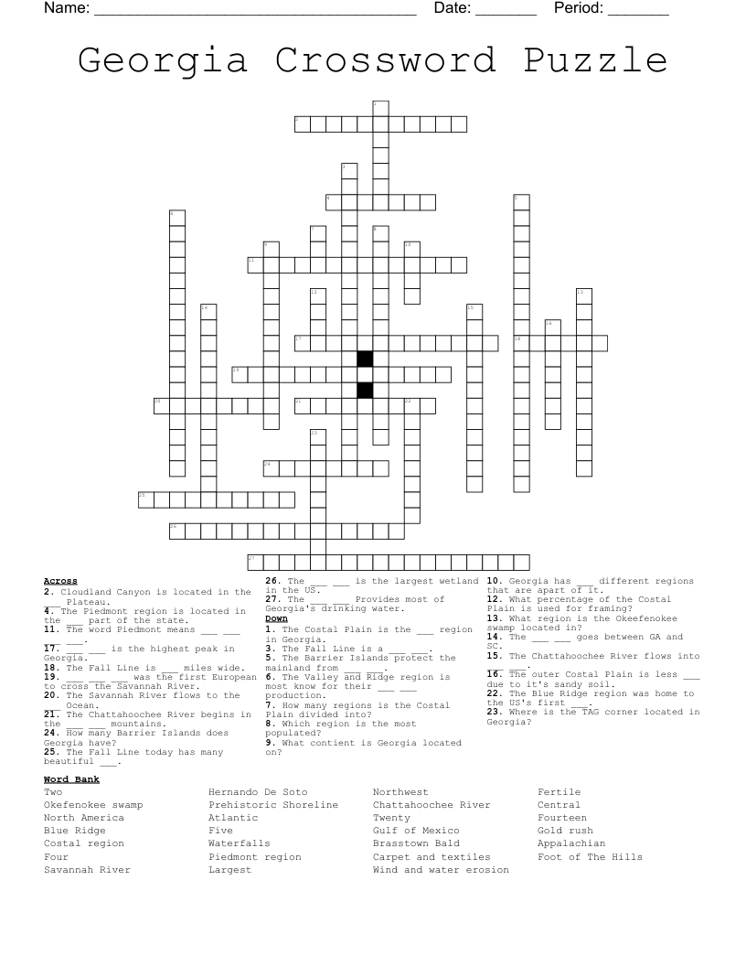 Georgia Crossword Puzzle