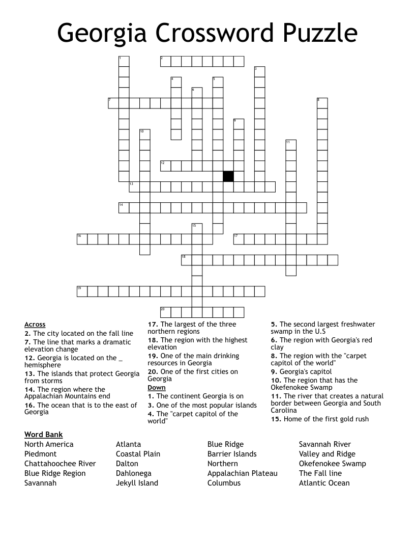Georgia Crossword Puzzle