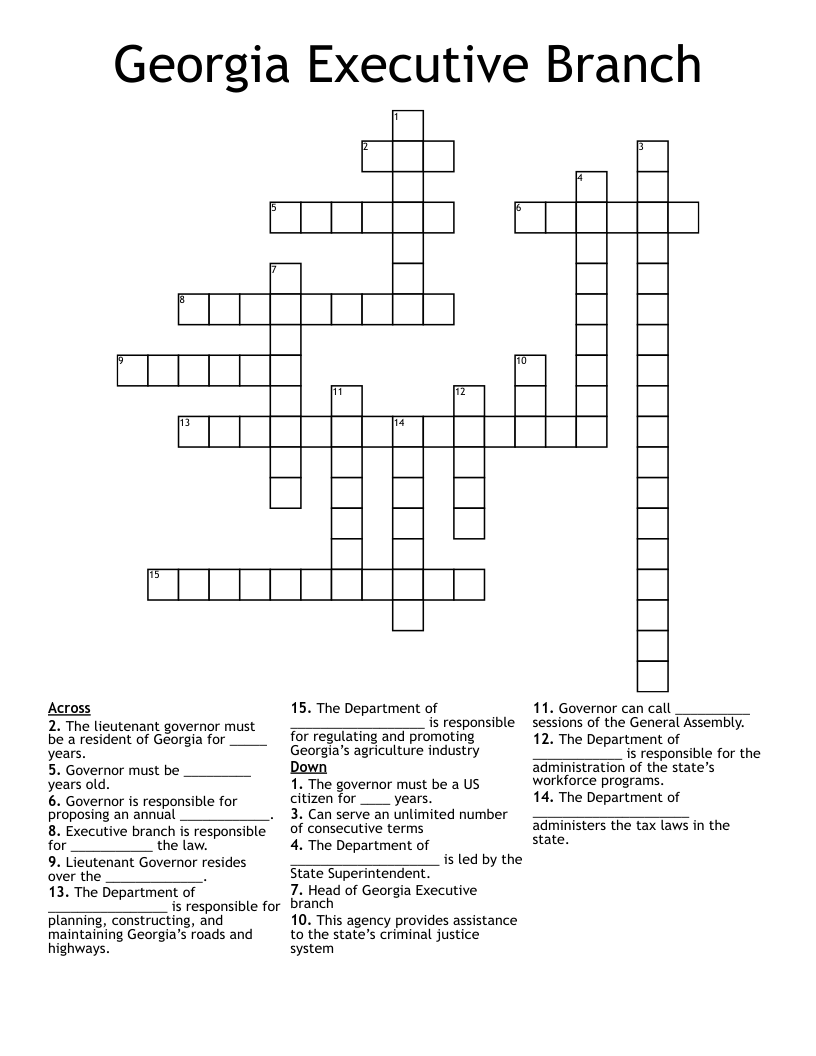 Georgia Executive Branch Crossword