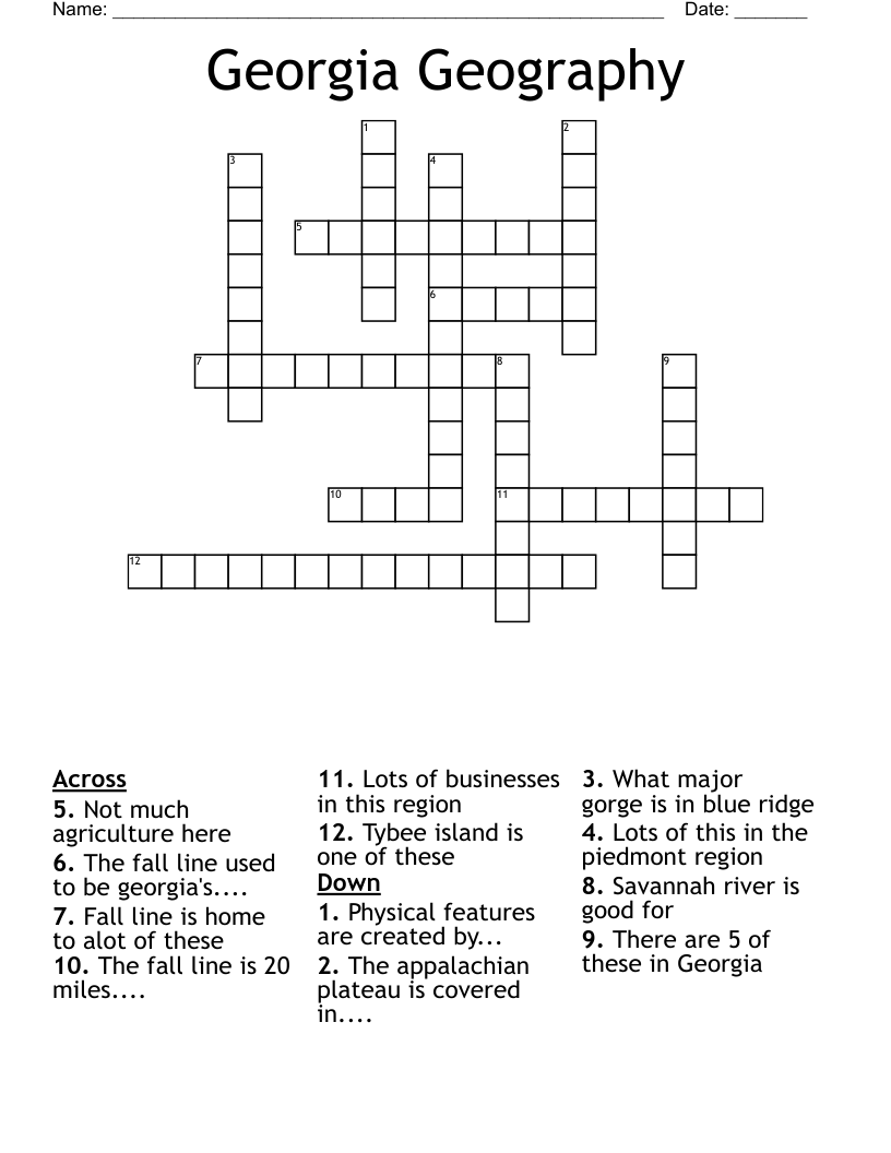 Georgia Geography Crossword