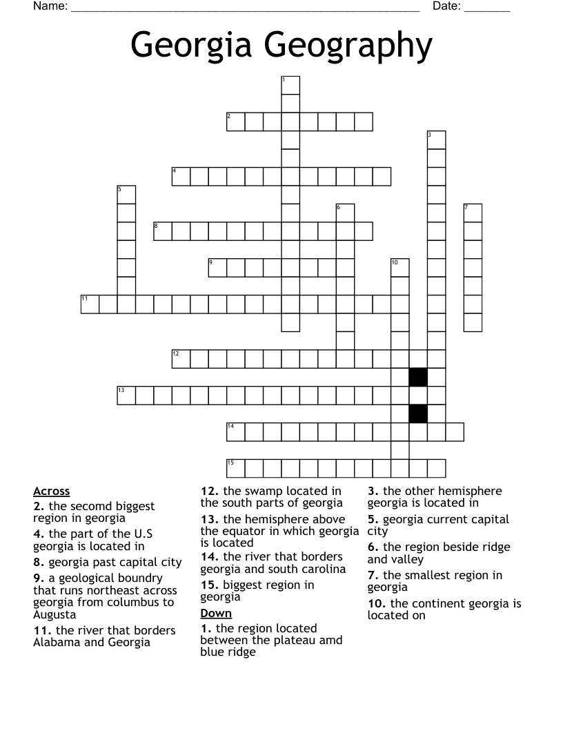 Georgia Geography Crossword
