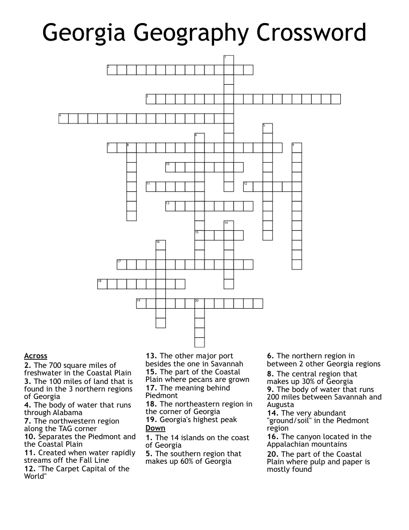 Georgia Geography Crossword