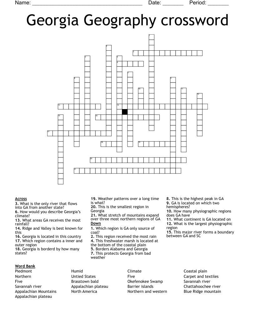 Georgia Geography crossword