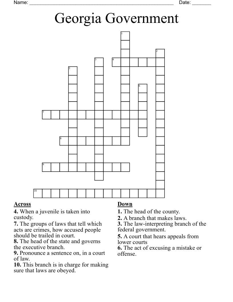 Georgia Government Crossword