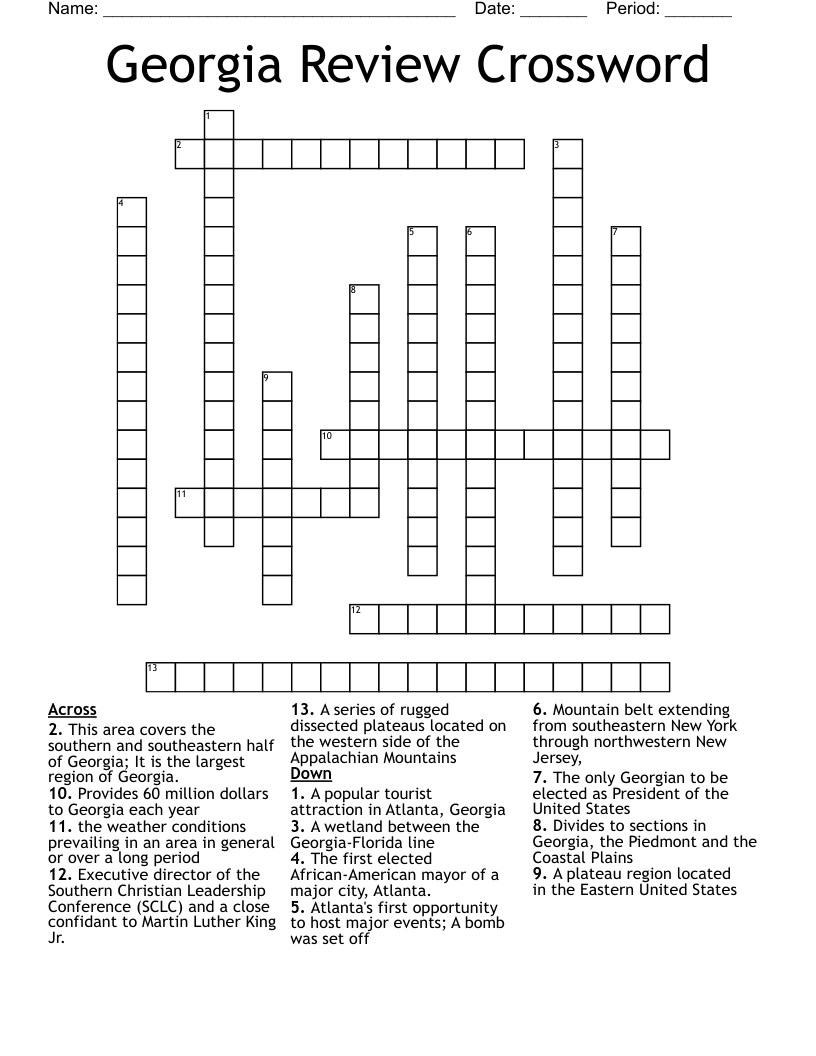 Georgia Review Crossword