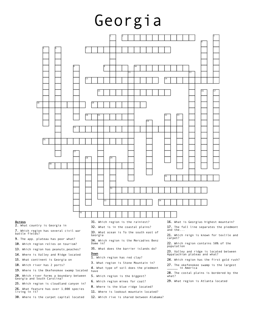 Georgia  Crossword