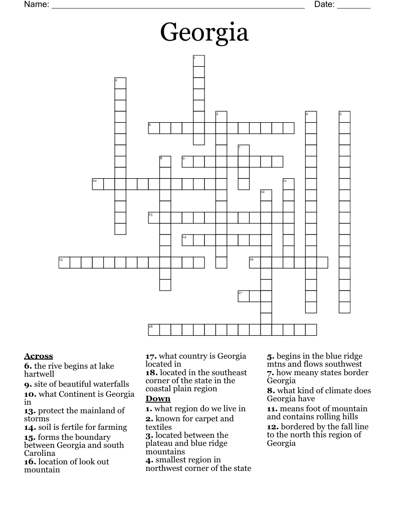 Georgia   Crossword