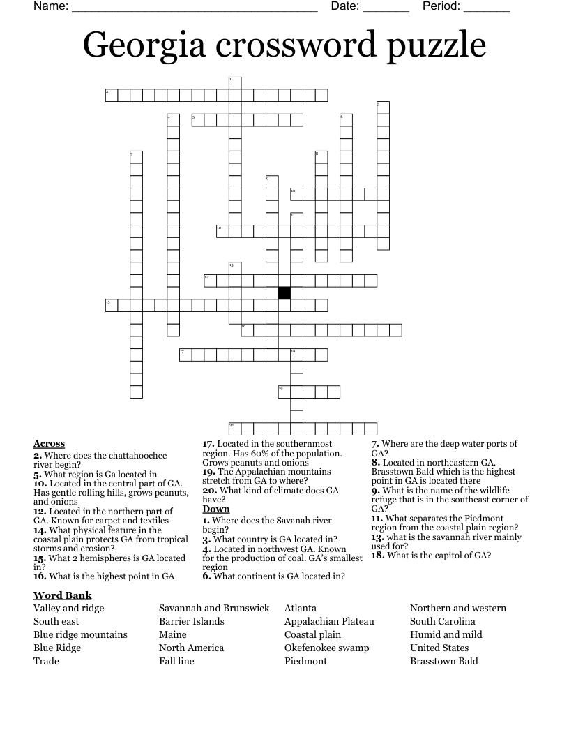 Georgia crossword puzzle 