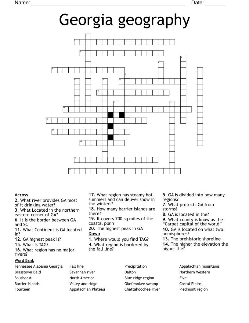 Georgia geography  Crossword