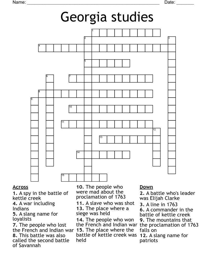 Georgia studies Crossword