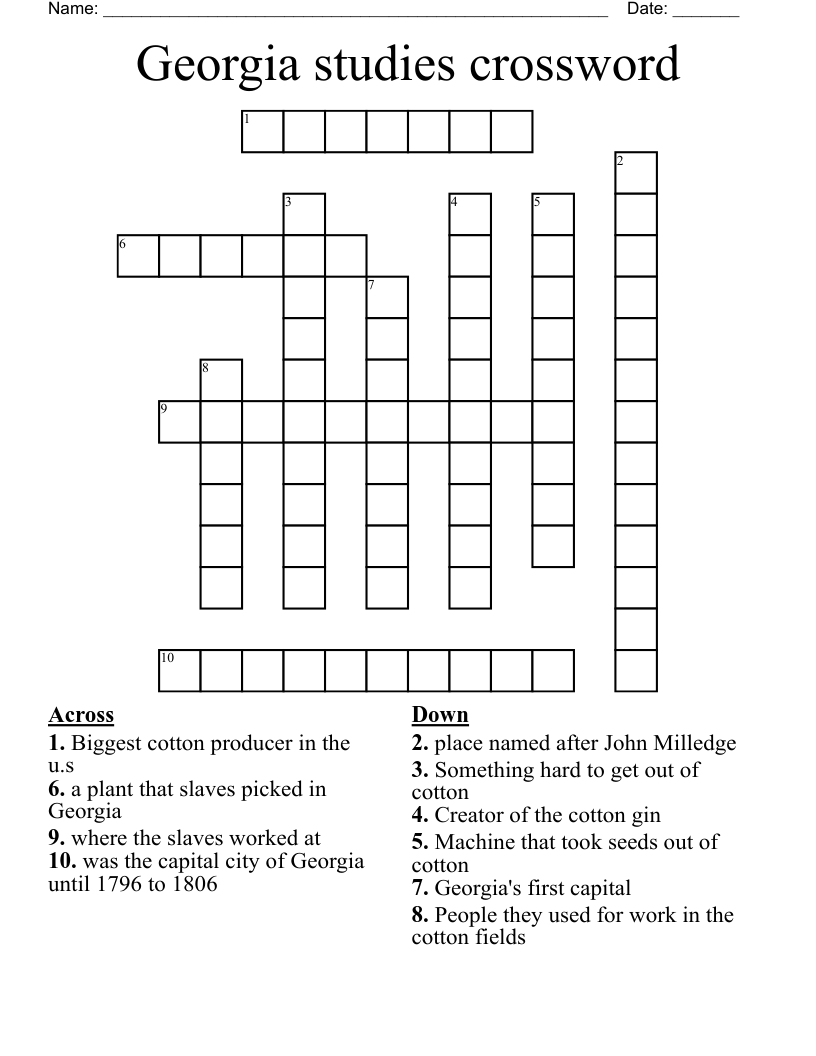 Georgia studies crossword